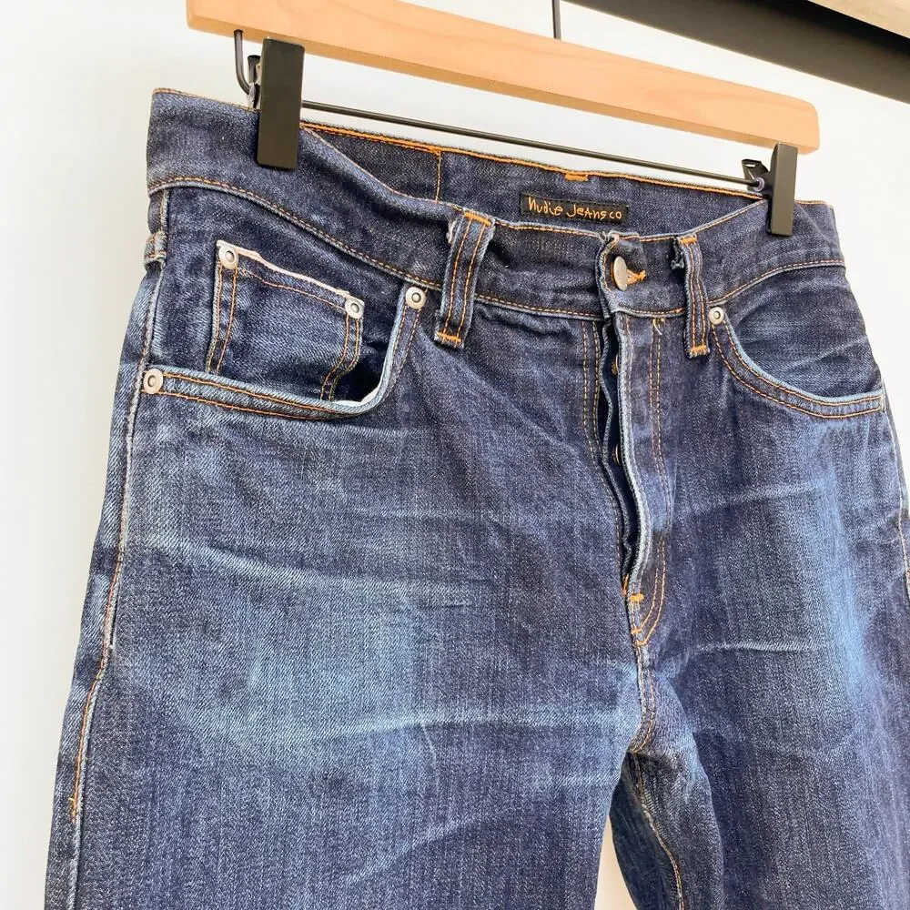 Nudie Jeans Steady Eddie‎ II Dry Salvage 31x30 Raw Denim Indigo Dark Wash